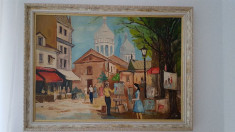 TABLOU DEOSEBIT PEISAJ DIN MONTMARTRE- ORIGINAL FRANTA SEMNAT SI DATAT foto