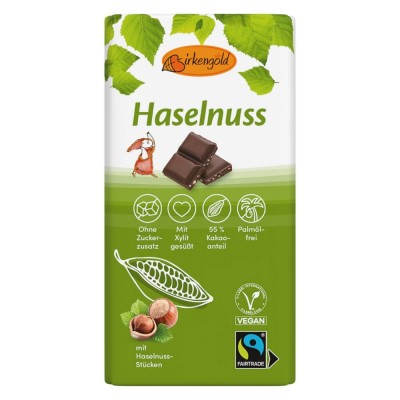 Ciocolata neagra cu alune de padure, 100g, Birkengold foto