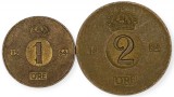 SUEDIA lot / set : 1 + 2 ORE 1964 [1] km 820 + 821, Europa, Cupru (arama)