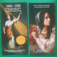 PLIANT(FOLDER) 150 DE ANI DE LA REVOL. ROMANA DE LA 1848, PENTRU MONEDA DIN AUR
