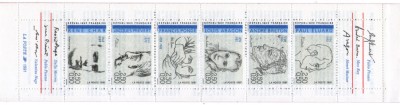Franta 1991 - poeti, serie neuzata in carnet filatelic foto