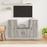 vidaXL Set dulap TV, 3 piese, gri sonoma, lemn prelucrat