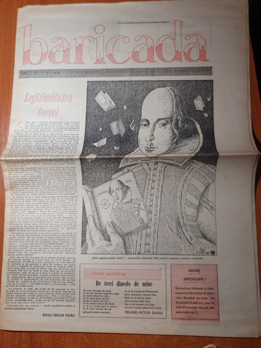 ziarul baricada 24 aprilie 1990-articol regele mihai