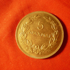 Moneda 5 drahme 1930 Grecia ,metal alb ,cal.NC