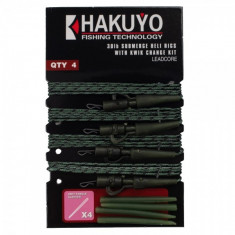 Hakuyo - Set 4 monturi plumb pierdut leadcore 30LB + conector silicon