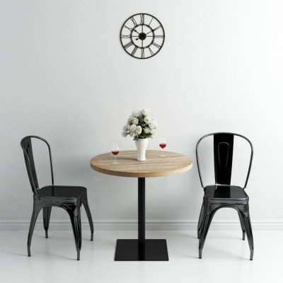 vidaXL Masă bistro, MDF și oțel, rotundă, 80x75 cm, culoare stejar 245613 foto