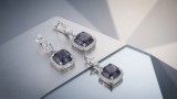 Cumpara ieftin Set din Argint 925 cu Zirconii Gri-Violet Cushion si Halou de Cristale