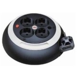 Prelungitor tip rola Brennenstuhl Comfort-L, 4 prize, cablu 3 m, cu impamantare, negru/alb