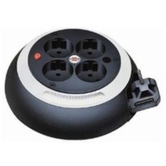 Prelungitor tip rola Brennenstuhl Comfort-L, 4 prize, cablu 3 m, cu impamantare, negru/alb