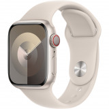 Apple Watch 9, GPS, Cellular, Carcasa Starlight Aluminium 41mm, Starlight Sport Band - S/M