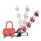 Banca de gimnastica, pentru exercitii complete, dimensiuni 76 x 55 x 68 cm, cu 2 roti din cauciuc, din metal si piele sintetica, rosu