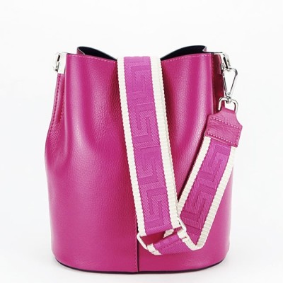 Geanta tip sac din piele naturala 8951 119 Fucsia foto