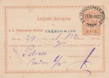 1873 Bucovina - Intreg postal telegrafic 5kr Cernauti, stampila rara CZERNOWITZ