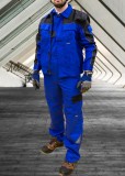 Pantaloni cu pieptar Professional Blue, tesatura rezistenta, 6 buzunare