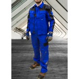 Pantaloni cu pieptar Professional Blue, tesatura rezistenta, 6 buzunare
