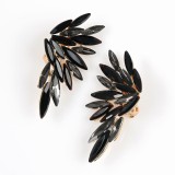 Cercei design aripi cu pietre negre