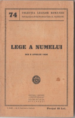 Lege a numelui (8 aprilie 1936) foto