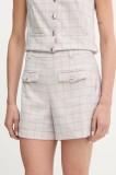 Morgan pantaloni scurți culoarea gri, cu imprimeu, high waist, SHOLO.F