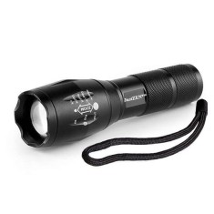 Lanterna tactica LED JustZen&reg; SL119, din aluminiu, Ultra-Bright, profesionala, focus ajustabil, rezistenta la apa, 1200 lumeni, 5 moduri lumina, negru