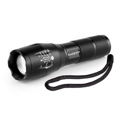 Lanterna tactica LED JustZen&amp;reg; SL119, din aluminiu, Ultra-Bright, profesionala, focus ajustabil, rezistenta la apa, 1200 lumeni, 5 moduri lumina, negru foto