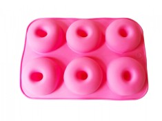 Forma silicon pentru prajituri sau gogosi, Roz, 6 cavitati, 26 cm, 434COF