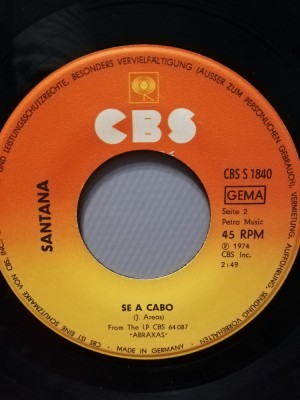 Santana &amp;ndash; Samba Pa Ti (1974/CBS/Holland) - Vinil Single pe &amp;#039;7/NM foto