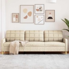 Canapea cu 3 locuri, crem, 210 cm, material textil