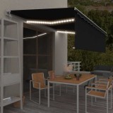 vidaXL Copertină retractabilă automat, stor&amp;LED&amp;senzor antracit, 5x3 m