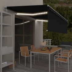 vidaXL Copertină retractabilă automat, stor&amp;LED&amp;senzor antracit, 5x3 m 3069354
