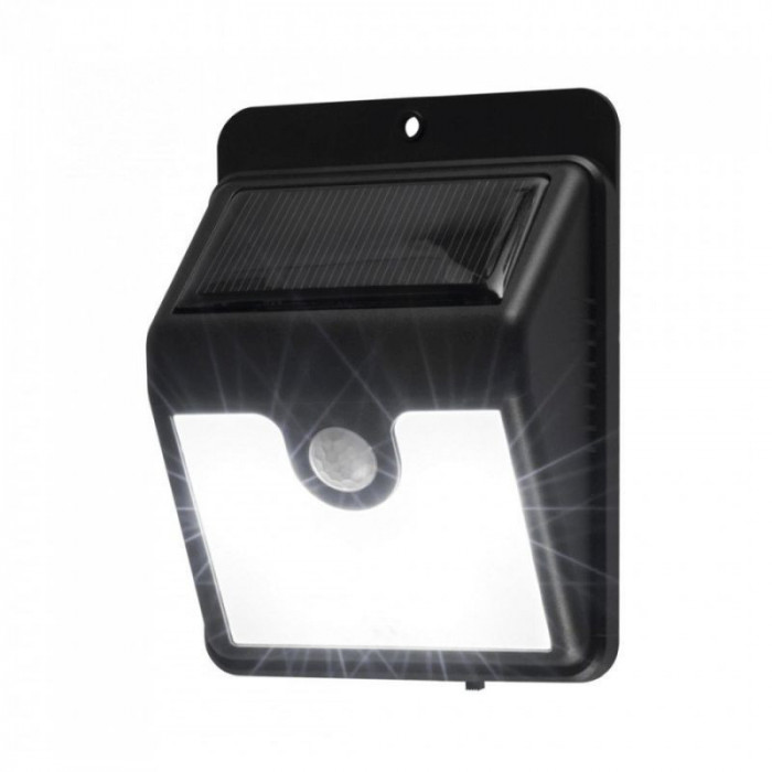 Aplica solara cu led smd 0.8w, senzor de miscare, negru