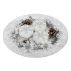 Platou Decorativ Crăciun, 3 Lum&acirc;nări Argintii, Fulg, Diametru 24cm, Oem