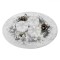 Platou Decorativ Crăciun, 3 Lum&acirc;nări Argintii, Fulg, Diametru 24cm