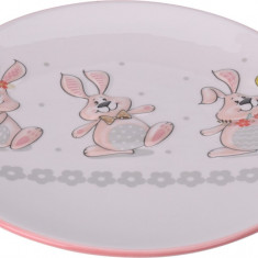 Platou pentru servire Bunny, Ø24 cm, dolomit, multicolor