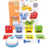 Joc educational Montessori pentru copii, eMazing, Cub din Lemn puzzle cu fețe diferite, 64 de Cărți Interactive, Clepsidră și Clopoțel Incluse, V&acirc;rsta