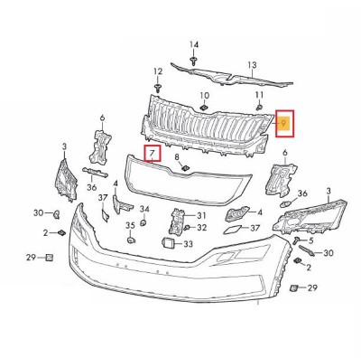 Grila masca radiator Skoda Kodiaq, 10.2016-, Fata, cu rama crom, Aftermarket foto