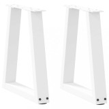 vidaXL Picioare pentru măsuță de cafea &icirc;n formă de V, 2 buc., alb, 38x(42-43,3) cm, oțel 4012545