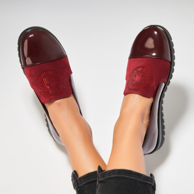 Pantofi dama casual Bordo din Piele Ecologica Lacuita Lukia foto