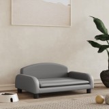 VidaXL Pat de c&acirc;ini, gri, 70x45x30 cm, piele ecologică
