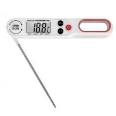 Termometru digital cu sonda Pufo, Display mare usor de citit, -50°C ~ +300°C, Oprire automata, Model pliabil, Alb