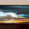 Tablou abstract peisaj apus de soare, tablou multicolor, Pictura cu foita de aur