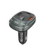 MODULATOR FM Vention 3-Port USB (C + A + A) Car Charger with FM Transmitter (30W/18W/5W) Black ABS Type, &quot;FFLB0&quot; (timbru verde 0.18 lei)
