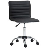 HOMCOM Scaun Ergonomic de Birou din Piele Ecologică cu &Icirc;nălțime Reglabilă, Șezut Rotativ și 5 Rotile, 48x52x90 cm, Negru | Aosom Romania