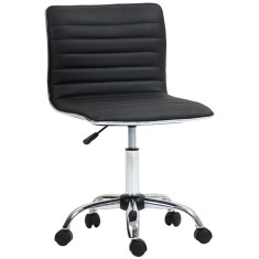 HOMCOM Scaun Ergonomic de Birou din Piele Ecologică cu &Icirc;nălțime Reglabilă, Șezut Rotativ și 5 Rotile, 48x52x90 cm, Negru | Aosom Romania