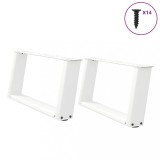 VidaXL Picioare pentru măsuță de cafea &icirc;n formă de U, 2 buc., alb, 60x(30-31) cm, oțel
