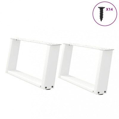 vidaXL Picioare pentru măsuță de cafea &amp;icirc;n formă de U, 2 buc., alb, 60x(30-31) cm, oțel foto