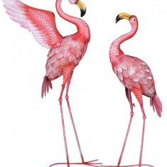 Set doua pasari flamingo din metal roz AJA302