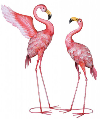 Set doua pasari flamingo din metal roz AJA302 foto