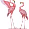 Set doua pasari flamingo din metal roz AJA302