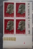100 ani de la nasterea lui Lenin, 1970, nr. lista 725, bloc de 4, MNH
