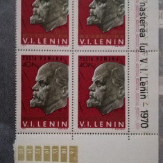 100 ani de la nasterea lui Lenin, 1970, nr. lista 725, bloc de 4, MNH